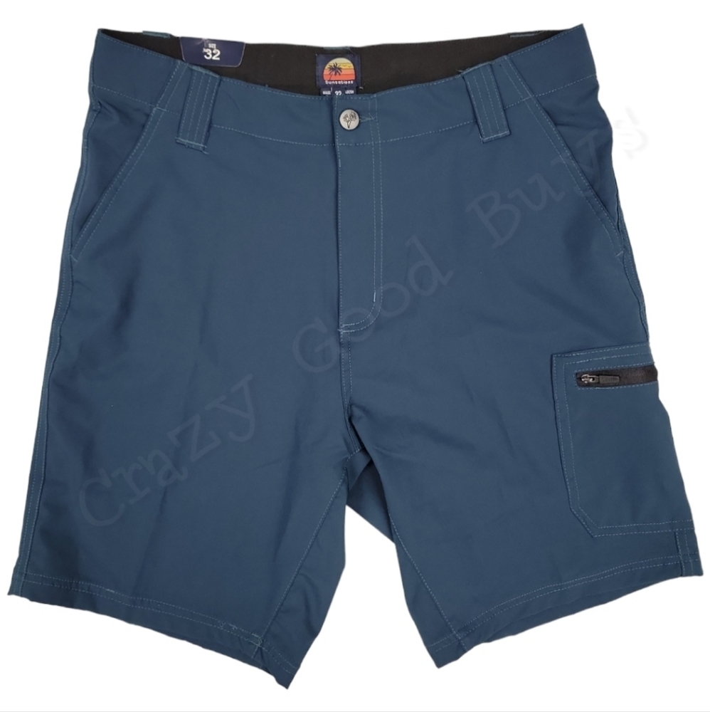 Sunsations Men's Cargo Hybrid Shorts / Swim Trunks, Mesh Pockets, Navy Blue, 32